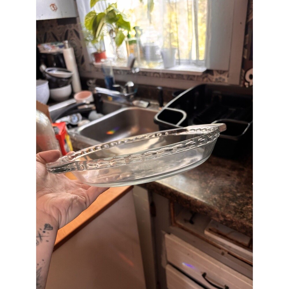 Anchor Hocking Ovenware Deep Pie Plate Microwave Safe 9 Inch Clear Glass Round - Picture 4 of 4